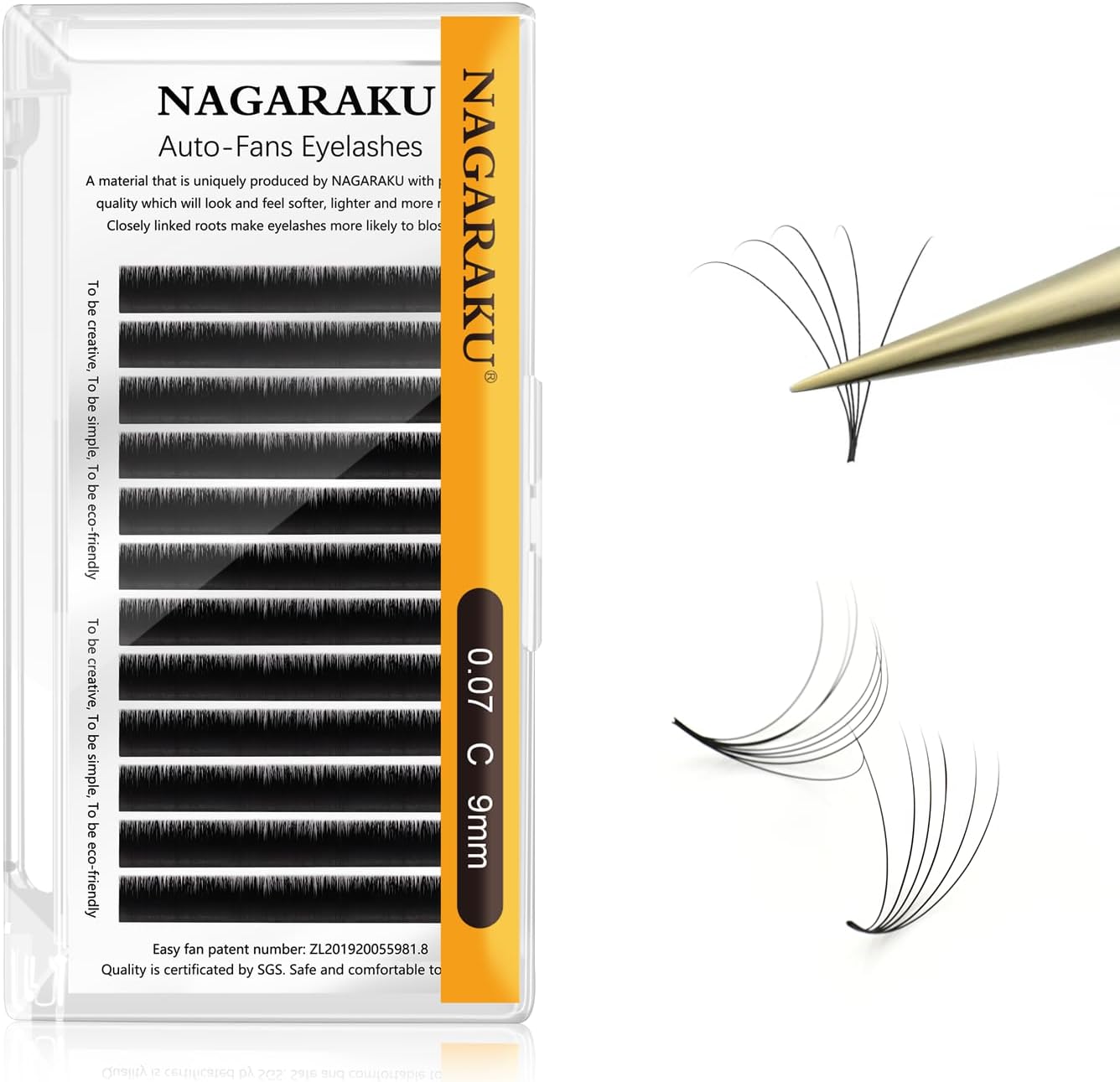 Easy Fan Eyelash Extensions Volume Lashes Easy Fanning Pestañas 0.07 C Curl 9mm Lash Extension Rapid Blooming Soft Clusters Matte Black for Beginners Beauty Salon