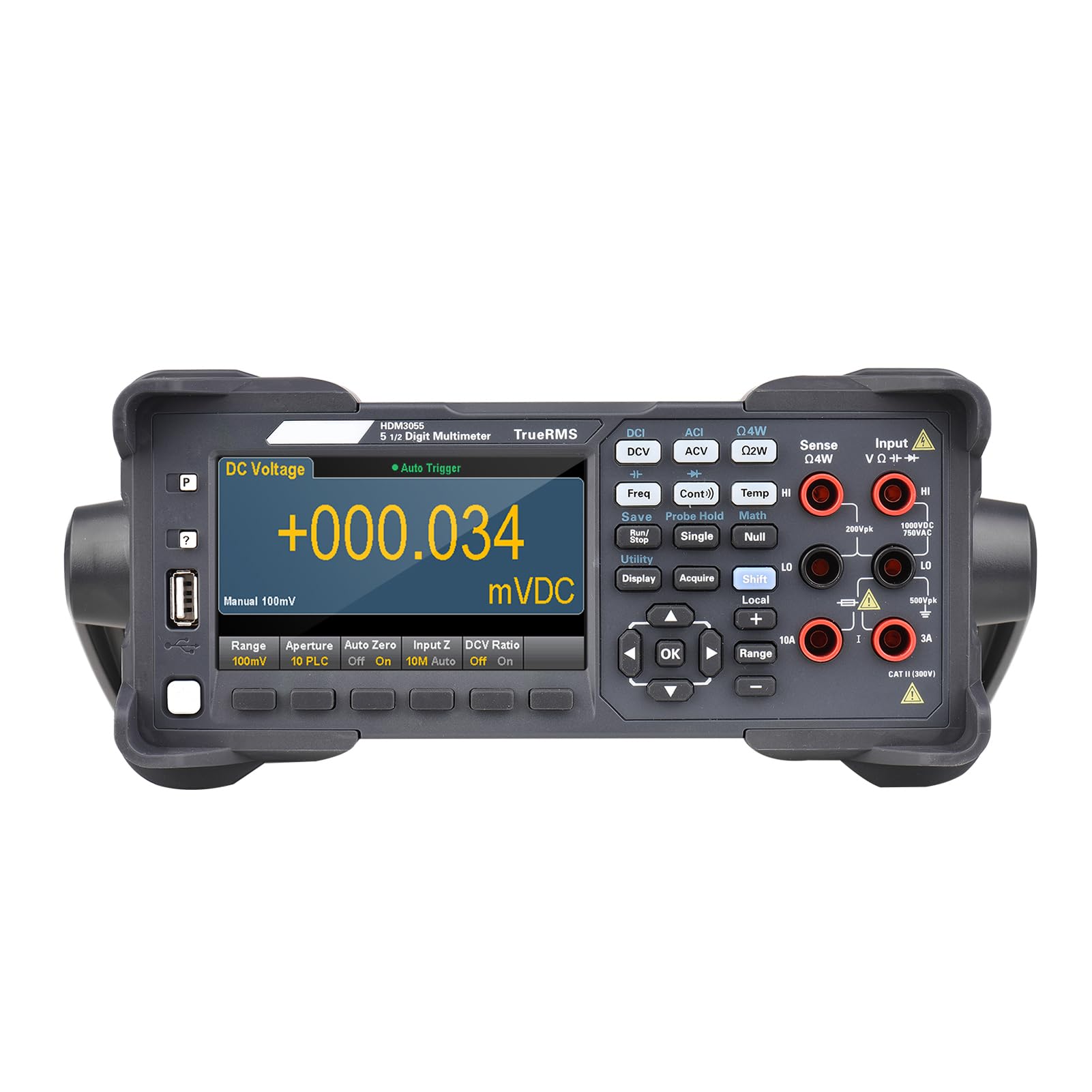 Fafeicy Multímetro Digital de Mesa HDM3055 5 1/2 Dígitos, Pantalla LCD 4.3" True RMS 30 KS/s, Puertos de Entrada Dual con Gráfico de Barras Histograma para Medición y Pruebas (Enchufe de la UE)