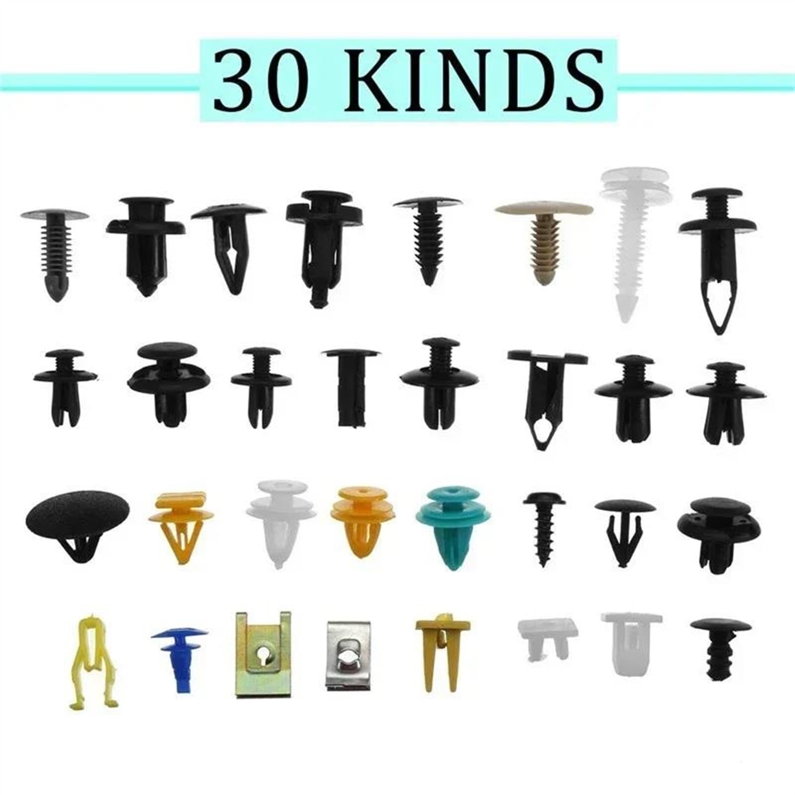 Schraubenzubehör 500PCS Mixed Auto Fahrzeug Verschluss Stoßstange Clips Retainer Niet Tür Panel Fender Liner Universal Fit