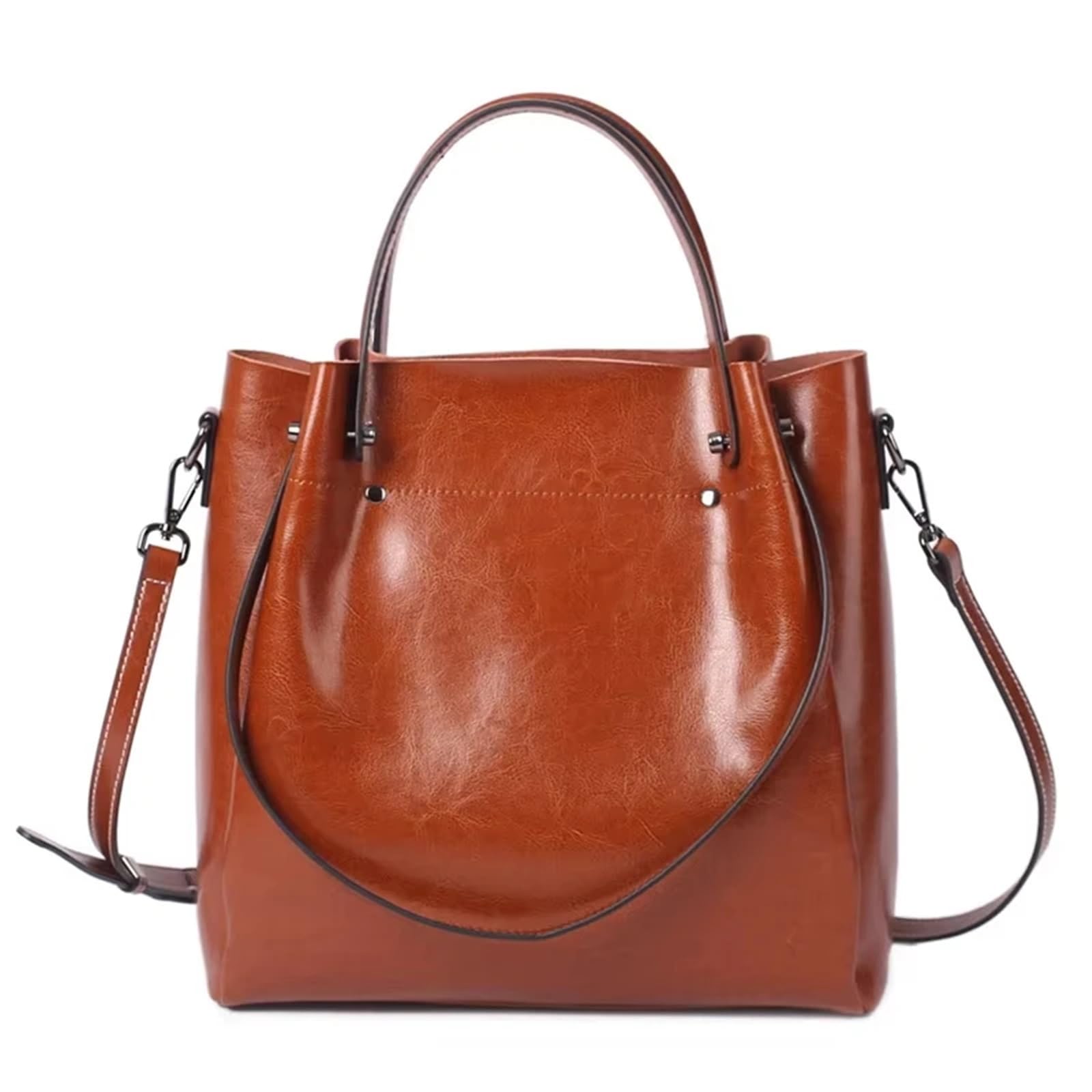 Bolso bandolera grande informal de piel for mujer, tipo cubo, gran capacidad Para Viajes Compras Trabajo Citas