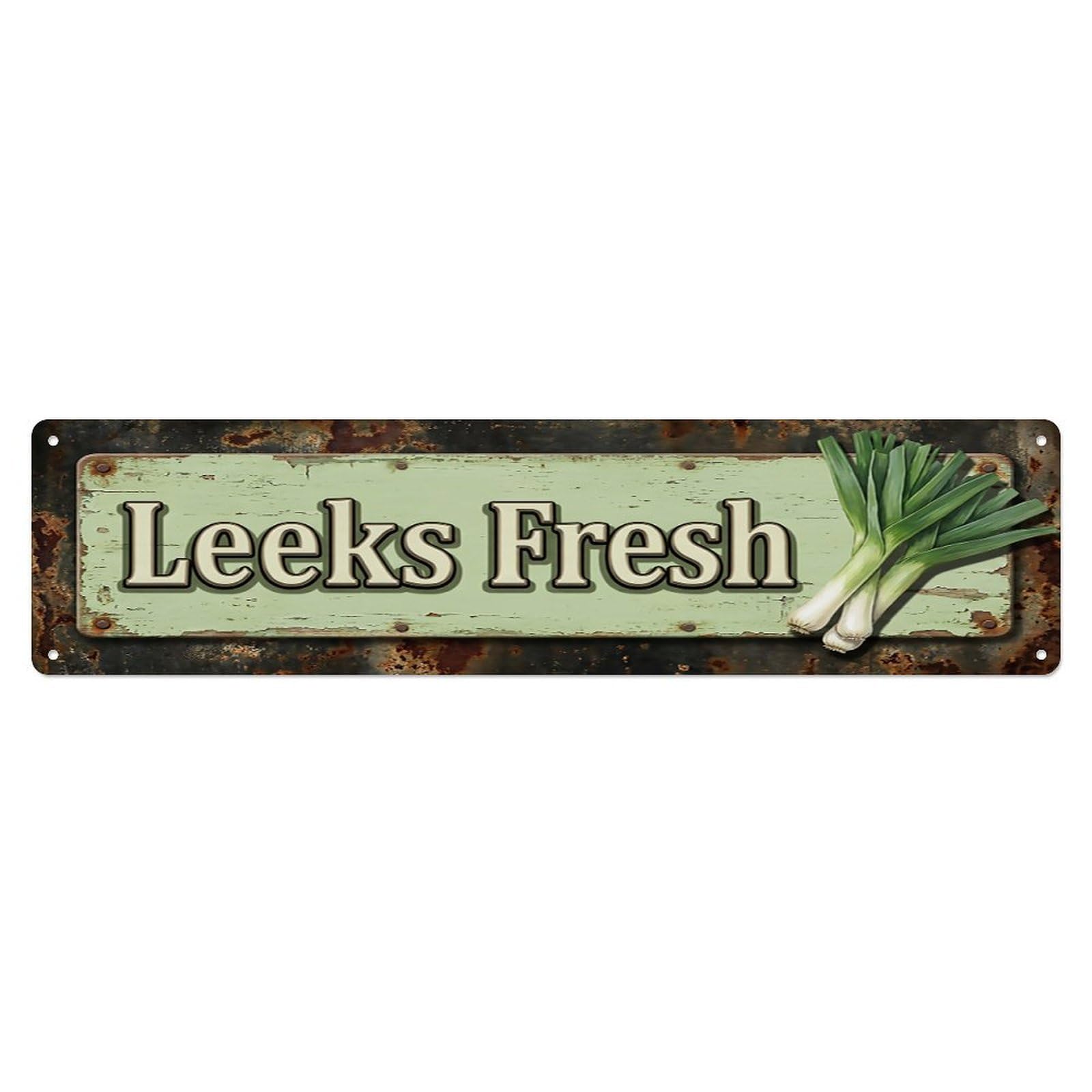 Vintage Leeks Fresh Mild Farmhouse Metal Tin Sign