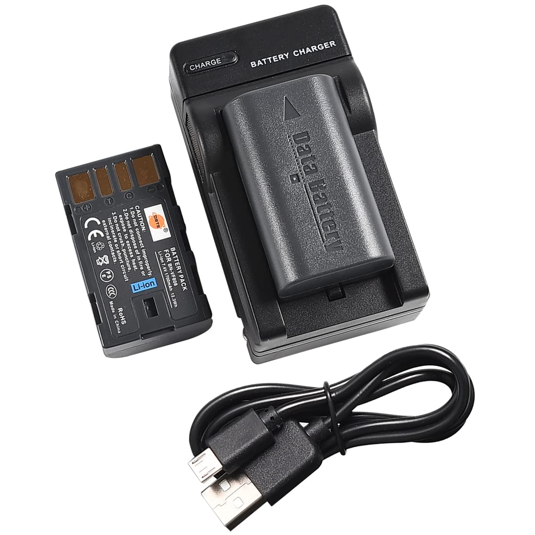 DSTE (2-Pack) Li-Ionen Batterie und Micro USB Ladegerät Anzug kompatibel mit JVC BN-VF808U GZ-MG130 GZ-MG131 GZ-MG132 GZ-MG133 GZ-MG134 GZ-MG135 GZ-MG148 GZ-MG150 GZ-MG155 GZ-MG175 GZ-MG177