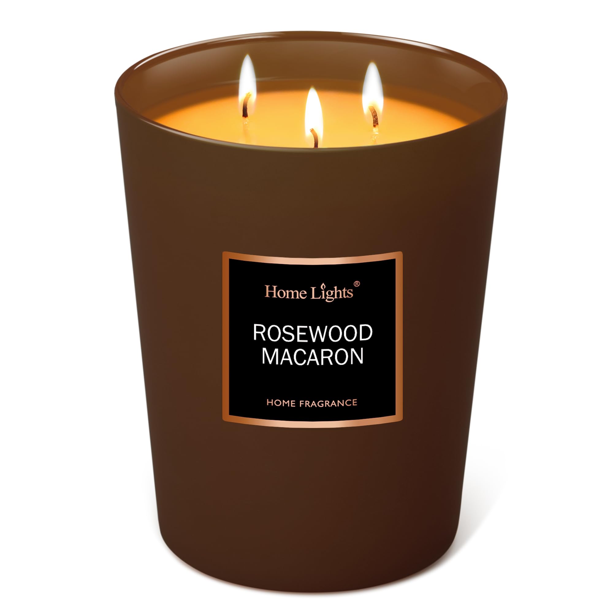 HomeLights Scented Candles | Large Jar Candle - 33.3 Oz. Natural Soy Aromatherapy Candles | Up to 70 Hours Burn Time with 3 Cotton Wicks, Home Decorative Fragrance Candles - Rosewood Macaron