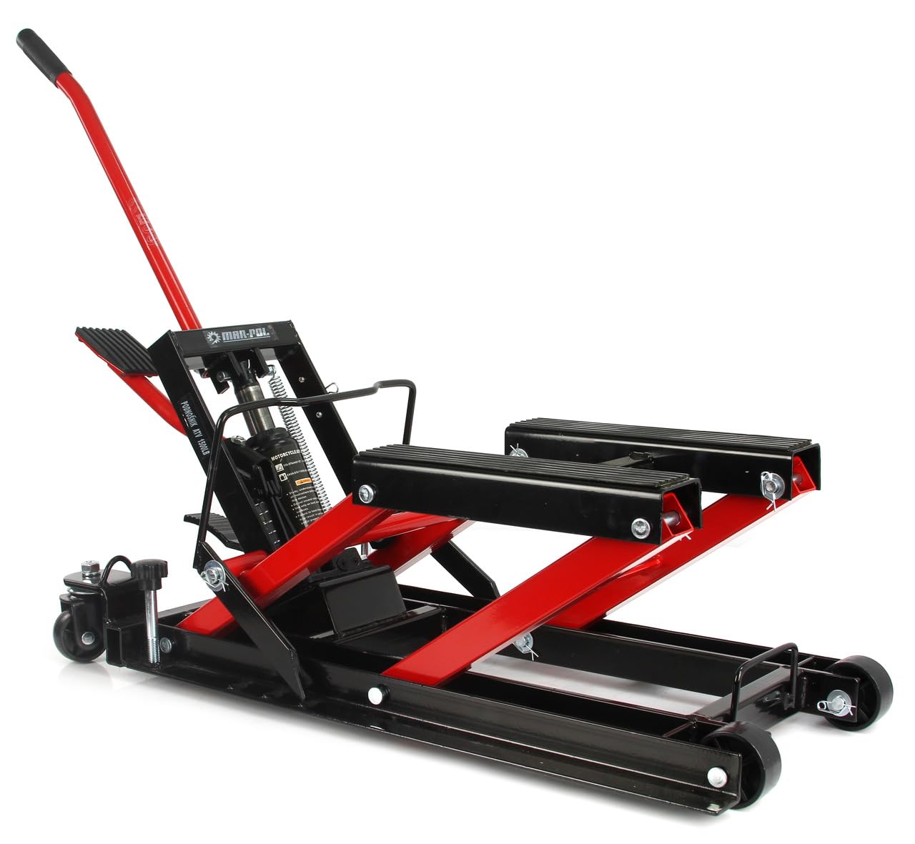 Sollevatore Idraulico 680 kg Ruote Sollevamento 12-38 cm per Moto Quad Veicoli Fuoristrada