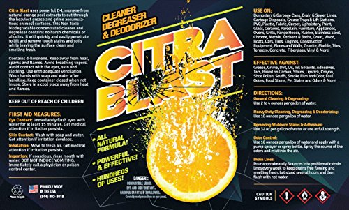 FDC Natural D-Limonene Multipurpose Cleaner - Orange Degreaser, Deodorizer, 1 Gallon - Thumbnail 3