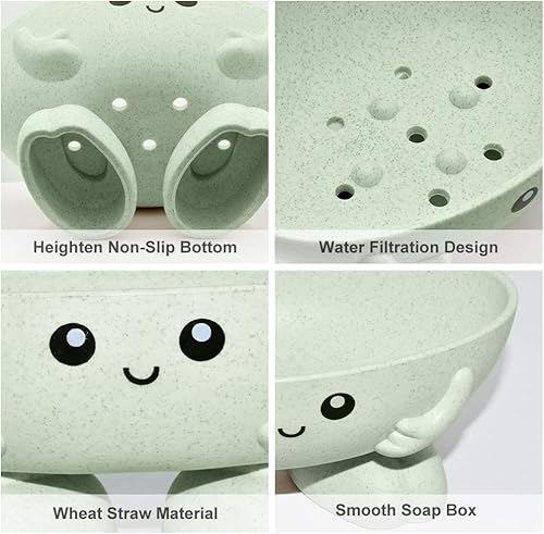 Miniatura 4 de Jabonera para niños, bonita jabonera para niños, creativa y encantadora bandeja de jabón para ducha, baño, cocina, encimera, color verde