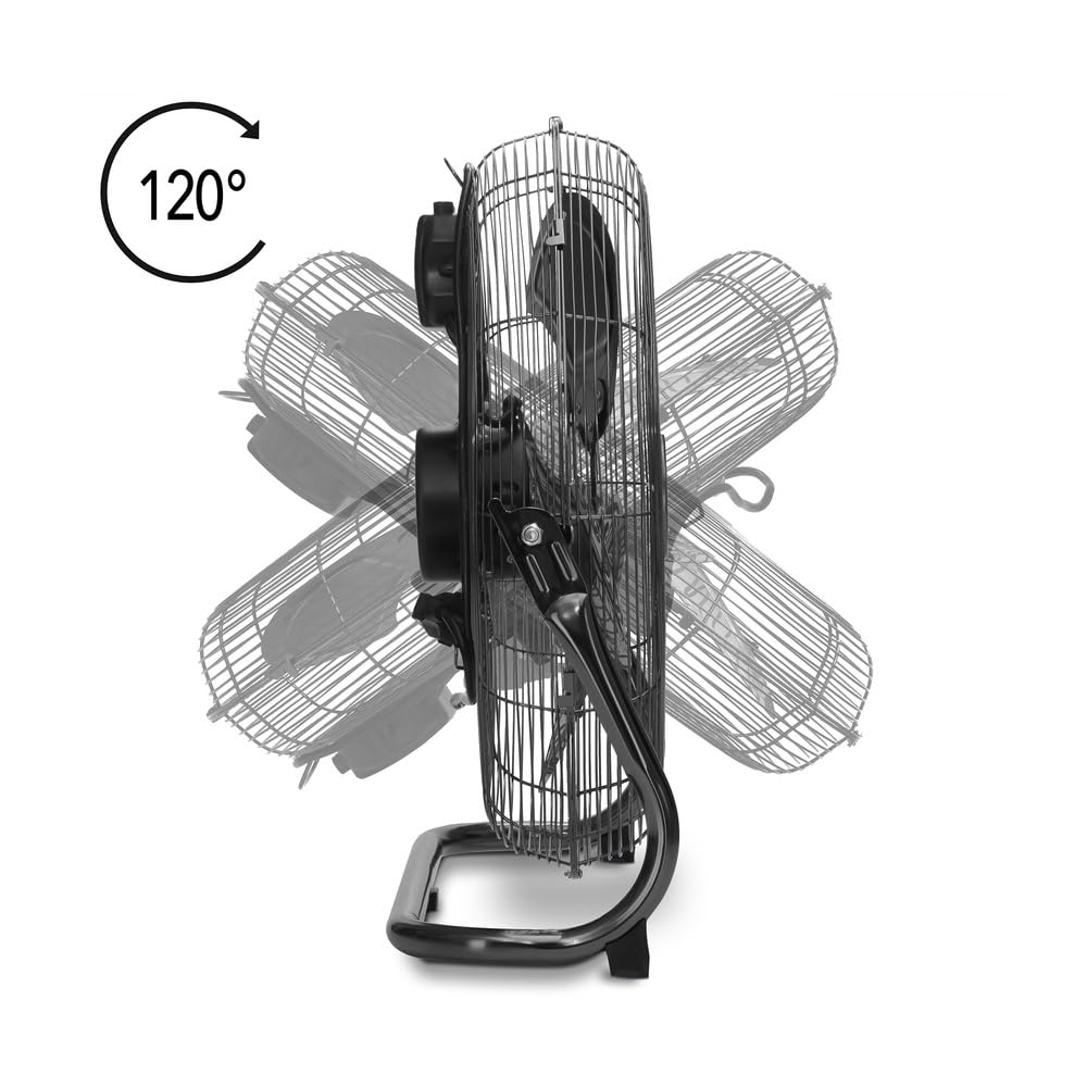 TROTEC Ventilatore da pavimento TVM 19-120 W, Ø 45 cm, alloggiamento in metallo, 3 velocità, inclinabile, potente, ideale per casa, ufficio o studio
