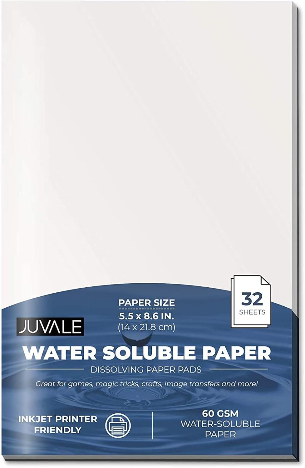 Water Soluble Dissolving Notepad, White Blank Spy Paper, 5.5 x 8.6 inches