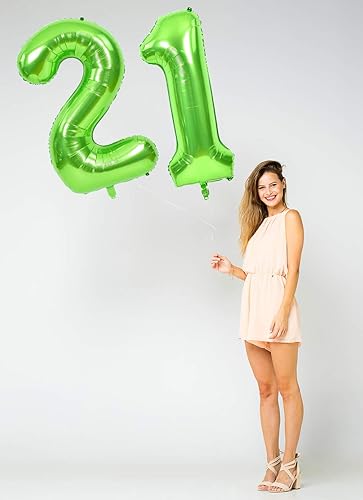 Miniatura 3 de Globo de papel de aluminio de 40 pulgadas con el número 21 (o 12), globo gigante gigante gigante de Mylar para decoración de fiestas de cumpleaños,