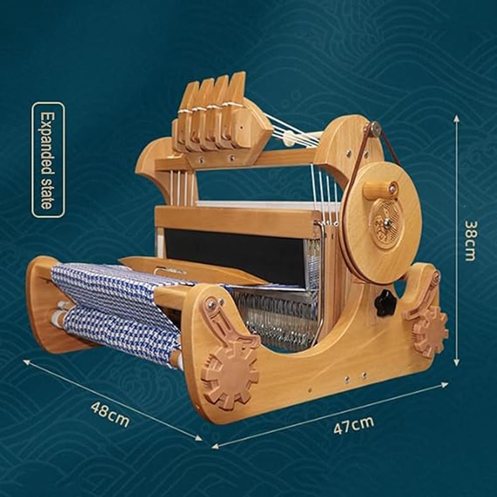 Telar Manual De 4 Arneses, Máquina De Tejer De Escritorio Plegable, con Marco De Urdimbre Pequeño, Trinquete De Trinquete, Bobinadora Multifuncional, Ancho Máximo De Tejido 30 Cm