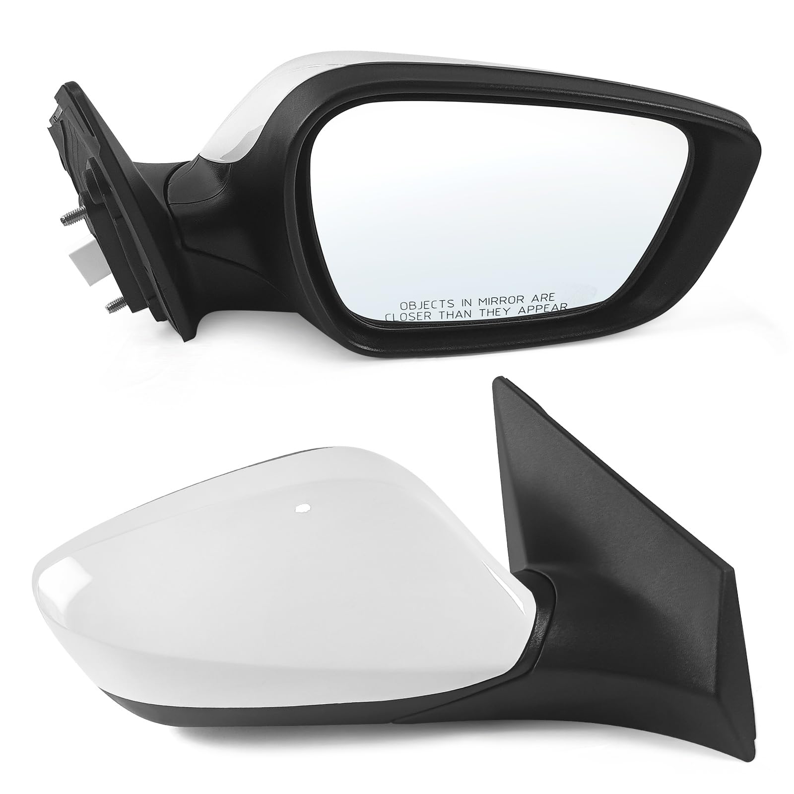Right Passenger Side Mirror Assembly Fits 2014 2015 2016 Hyundai Elantra with Power Glass Manual Folding without Blind Spot Glass Heated and Turn Signal Match to White (3Pins)
