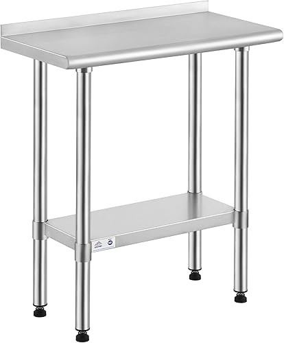 Vista 17 de Rockpoint - Mesa de acero inoxidable para preparación y trabajo con protector contra salpicaduras, 24 x 36 pulgadas; para cocina comercial, metal