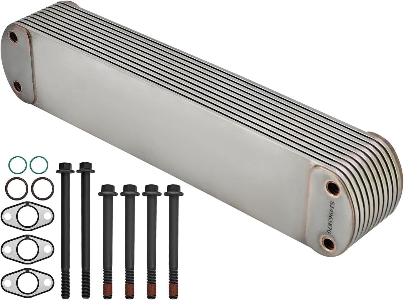4059460 Engine Oil Cooler Kit Compatible with Cummins ISX15 QSX15 X15 Engines Oil Cooler with Gasket Sealing Washer and Screw Replace# 4059252 4965870 4089583 3680595