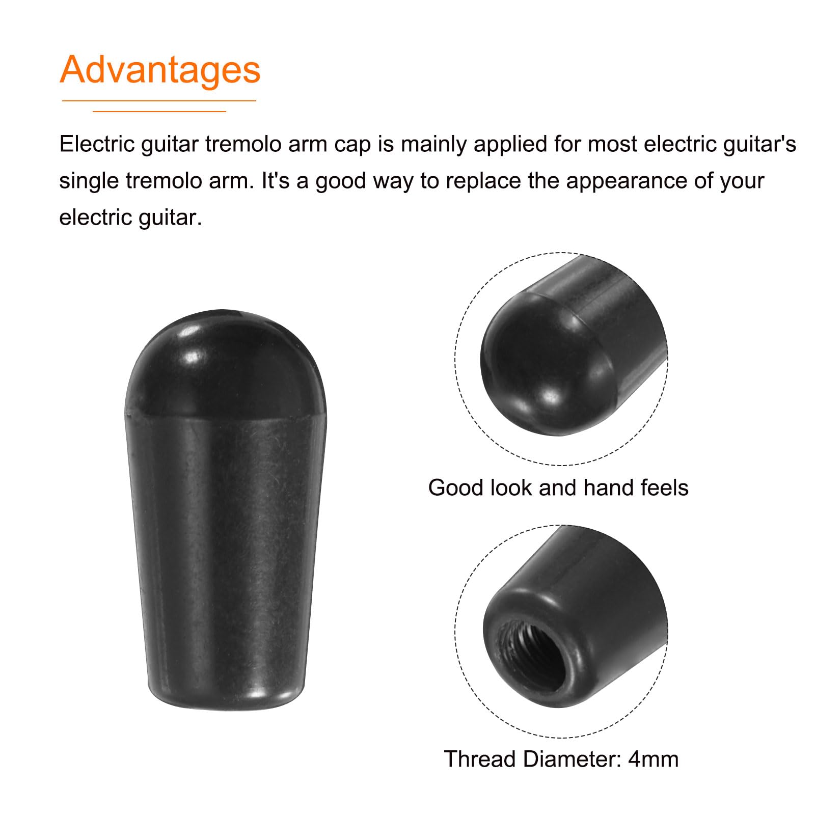 Embouts De Commutateur Pour Guitare électrique - Lot De 4, Filetage M4, Plastique Noir - Pour Bras De Trémolo - 12