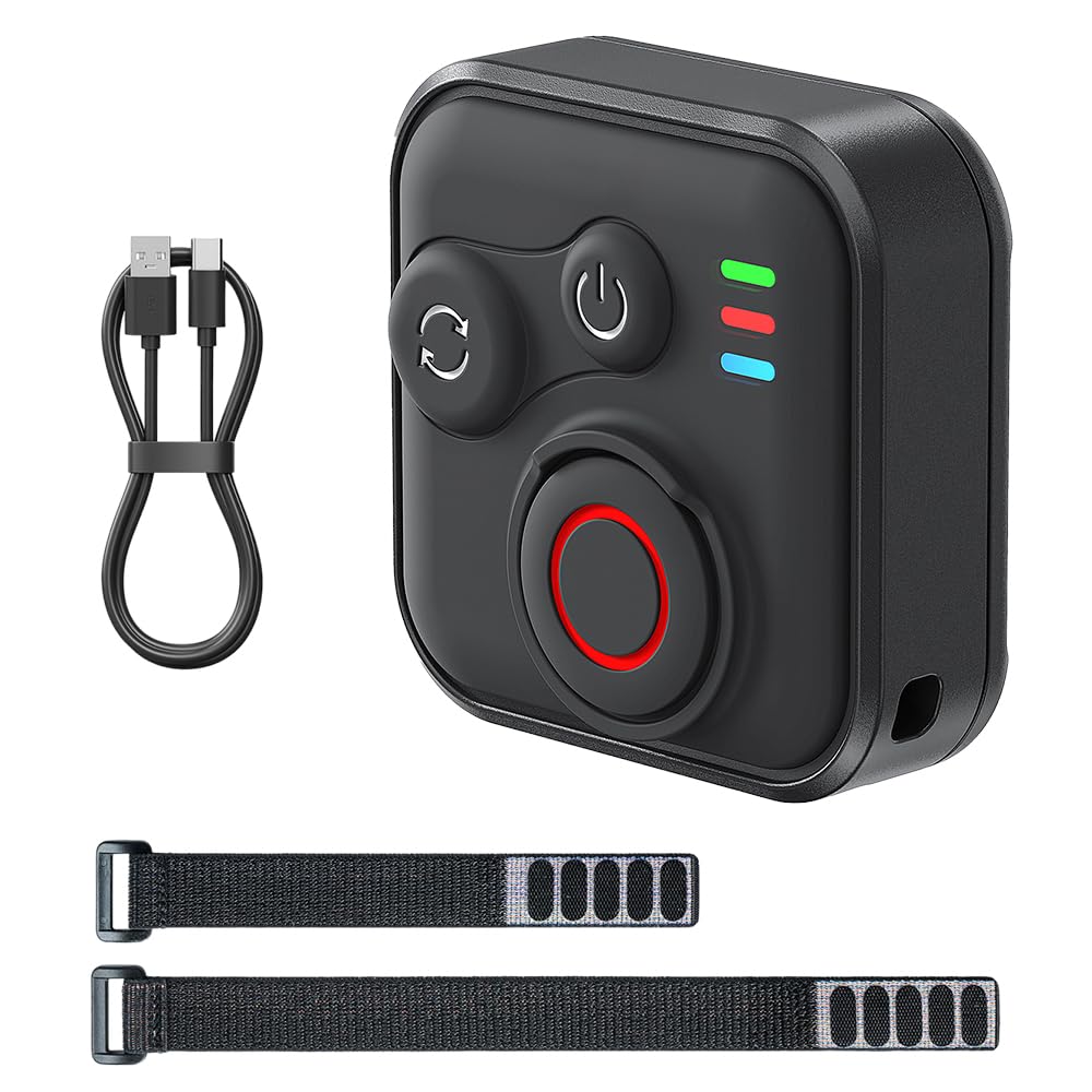 NAVESO Bluetooth Télécommande pour GoPro Hero Insta360 X5/X4/X3/Ace Pro 2/Ace Pro/GO3S/GO3 iOS/Android, sans Fil Smart Remote Control avec Bracelet et Câble de Recharge USB