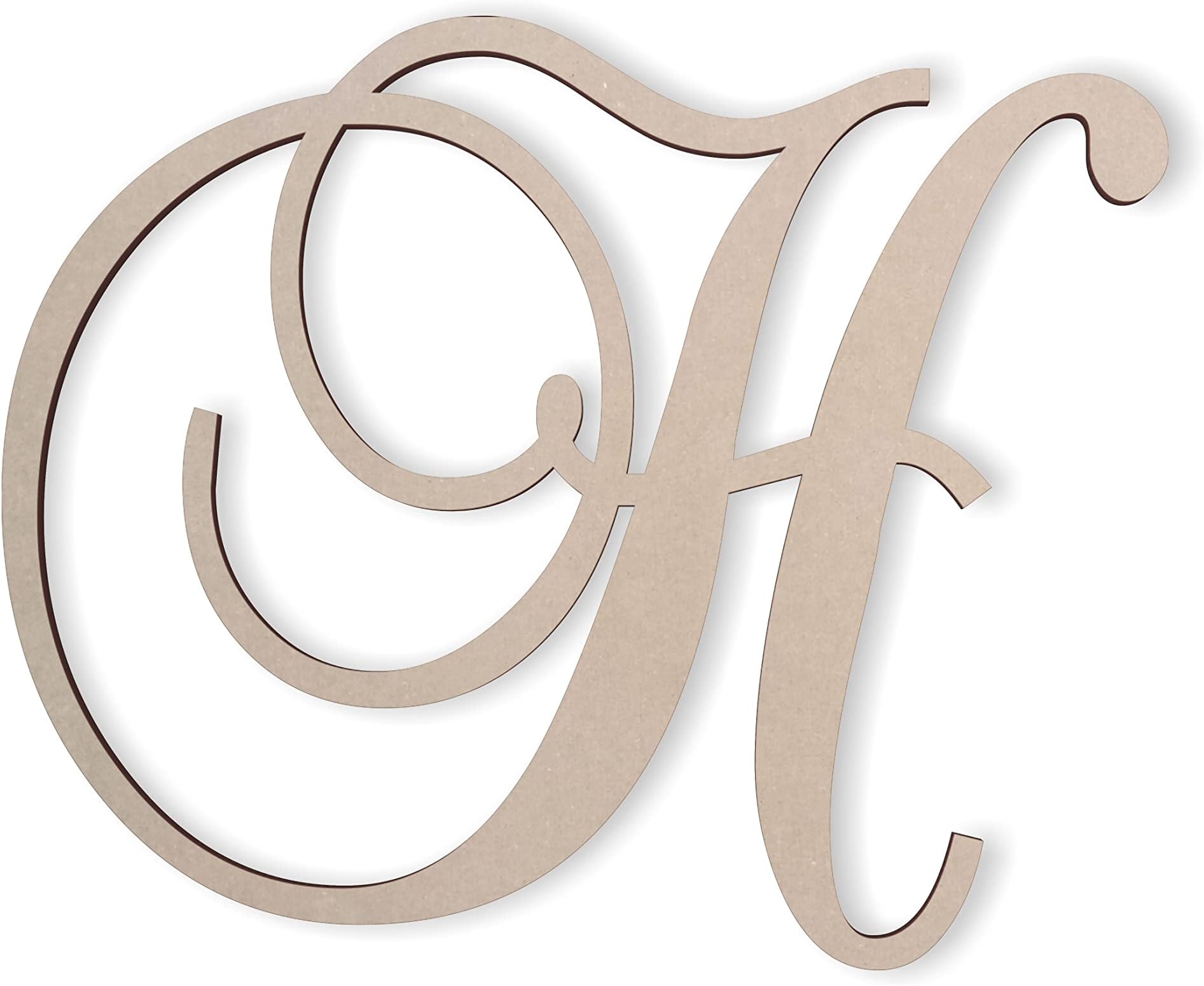 Jess and Jessica Wooden Letter H, Wooden Monogram Wall Hanging, Large Wooden Letters, Cursive Wood Letter