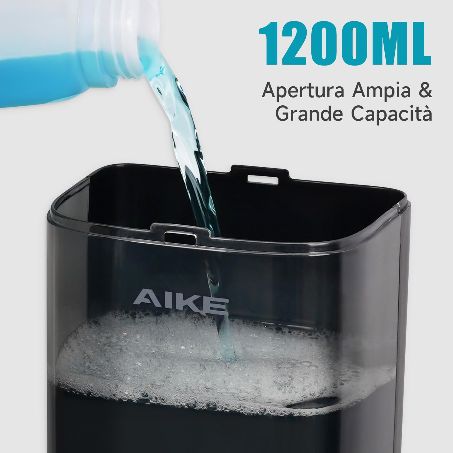 AIKE Dispenser di sapone liquido commerciale da 1200 ml, grande capacità, pompa manuale a parete con serratura e finestra trasparente, ideale per uffici, spazi industriali e bagni