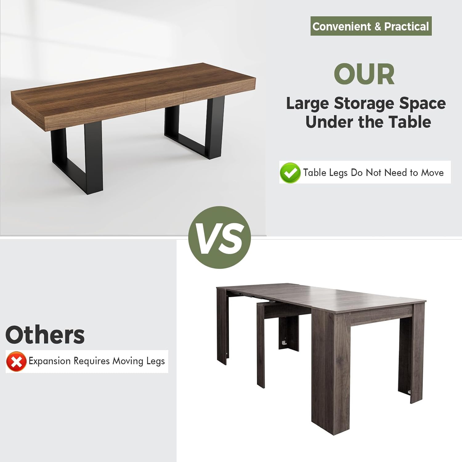 STHOUYN Farmhouse Rustic Extendable Dining Room Table for 8 10, 70.9" (86.6") x 31.5", Rectangular Dinner Table for 6-10, Mid Century Modern Expandable Retractable Wooden Kitchen Table (Brown)