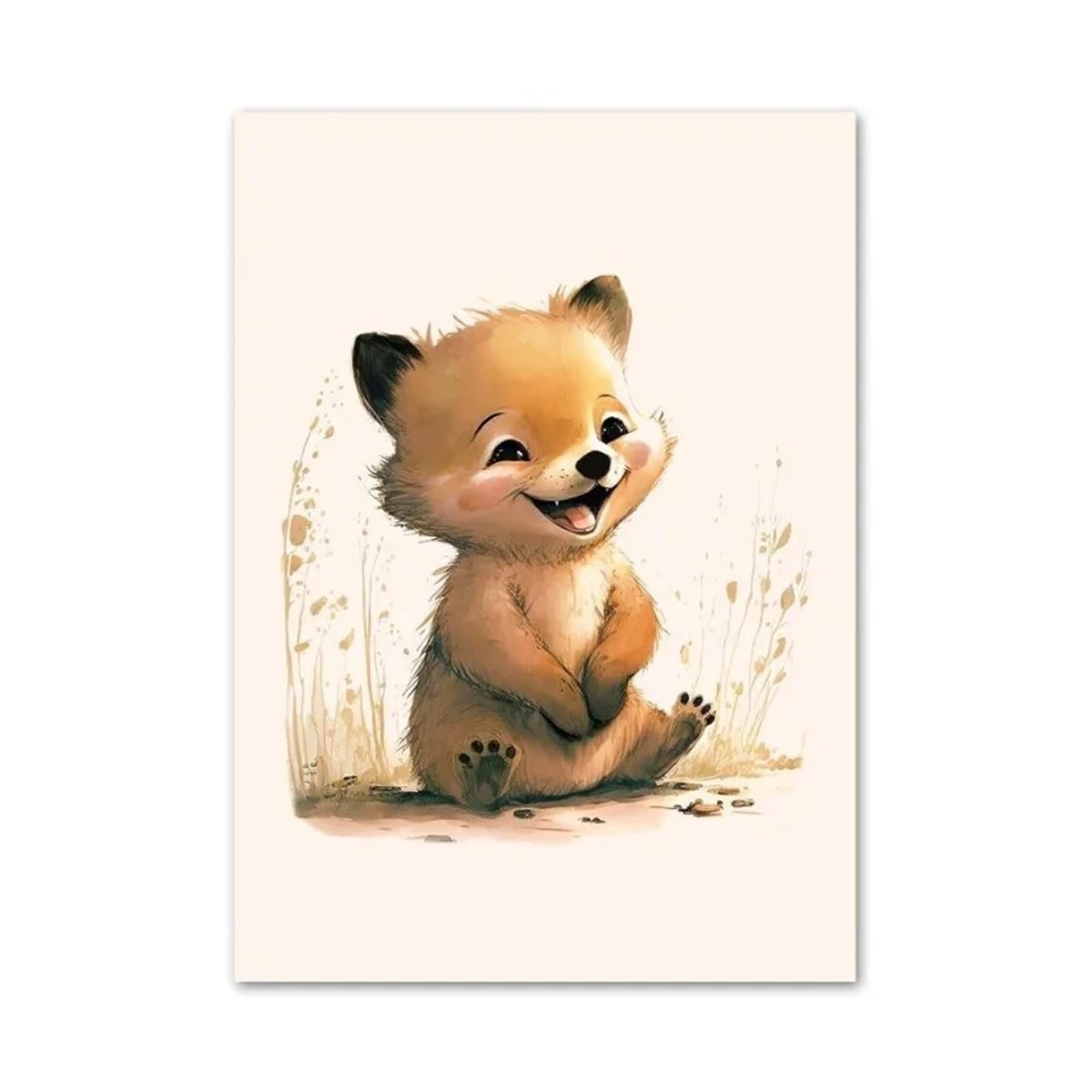 XENITE Wall Art Canvas Prints Bear Rabbit Deer Raccoon Posters Nursery Cartoon Cute Wall Art Print Picture Children Kids Room Decor(H,30x40cm)