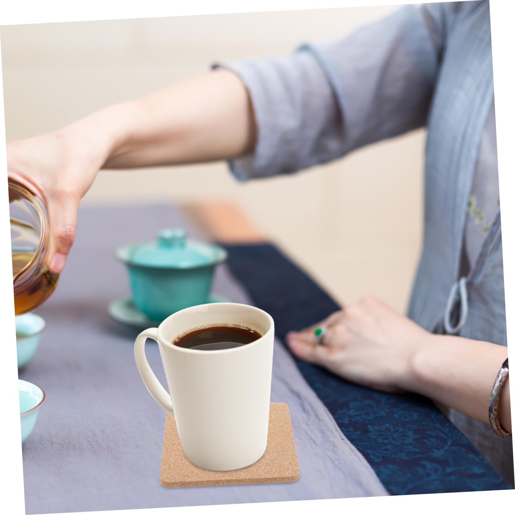 IMIKEYA 5 Ensembles Dessous De Verre en Liège sous-Verre en Liège Dessous De Tasse en Coussinets Adhésifs pour Gobelets Plateau De Pot De Tapis De Bois 12 Pièces * 5