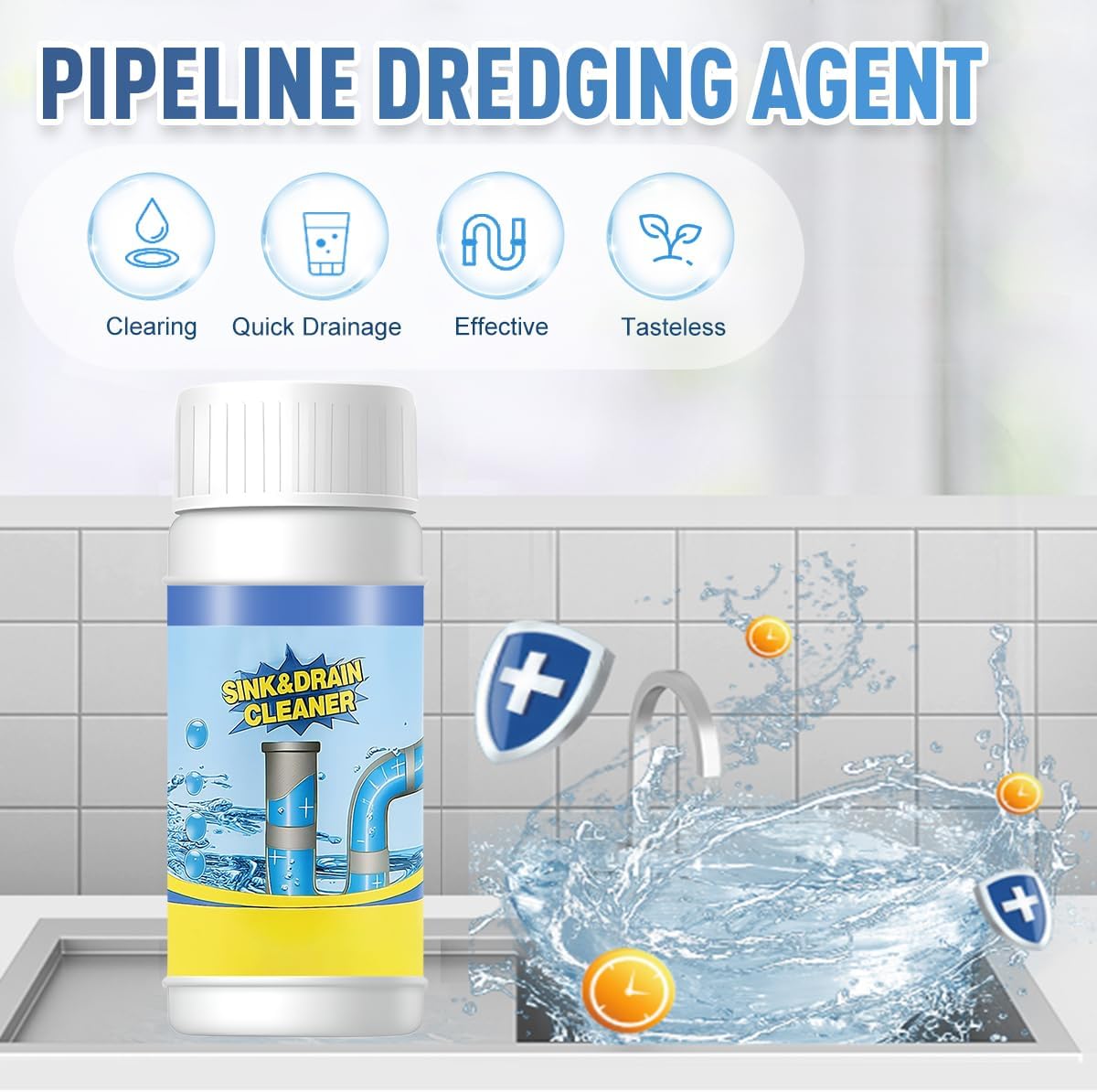 Sink and Drain Cleaner, Pipeline Dredging Agent, Sink and Drain Cleaner Powder, Multi-functional Fast-Acting Pipe Dredging Agent for Kitchen and Toilet Pipeline (1pcs) - Image 2
