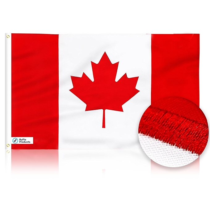 加拿大国旗 - 3x5英尺户外重型耐用尼龙旗帜，绣有枫叶，四重缝合，色彩鲜艳