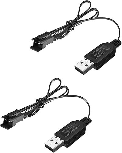 Fytoo 2 cables de carga USB de 3.7 V 500 mh con conector de enchufe SM-2P para mini coche RC. Coche de acrobacias anfibio. Camión. Vehículo