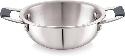 TOSAA TRIPLY MINI KADHAI, Mini Triply Kadhai – 3 Layer Base,Ideal for Frying, Tadka,Compact & Heavy Duty | Induction Base | Multipurpose Cookware |…