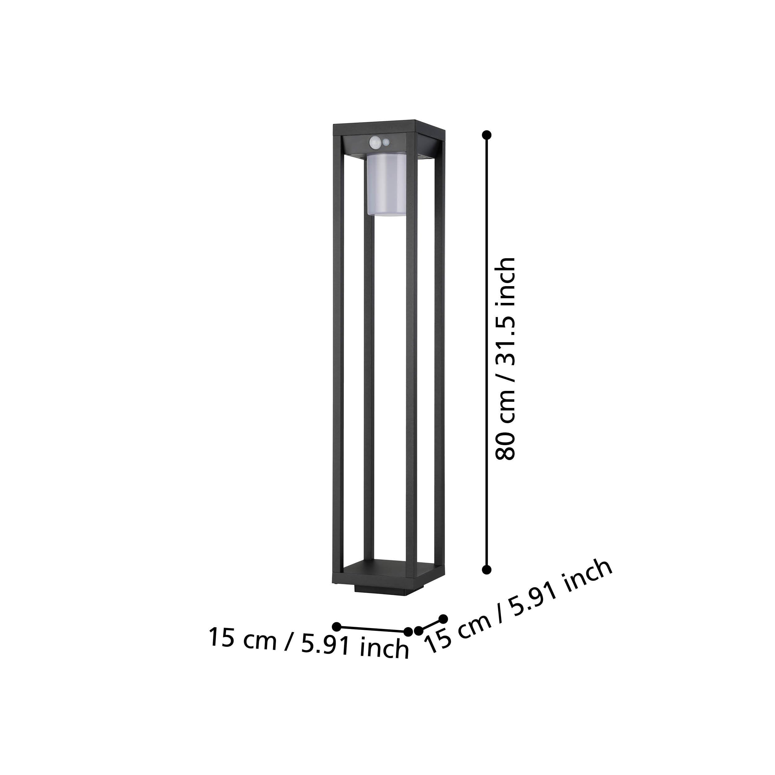 Eglo Martano - Lampada da terra solare per esterni con rilevatore di movimento, lampada per esterni con sensore, per giardino e vialetto, in alluminio in nero e plastica bianca, IP44