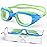 Zeligerstar Kids Swim Goggles,Swimming Goggles for Kids 6-14, Anti-Fog UV Protection Pool Glasses for Boys Girls (Green/Blue+Clear Lens)