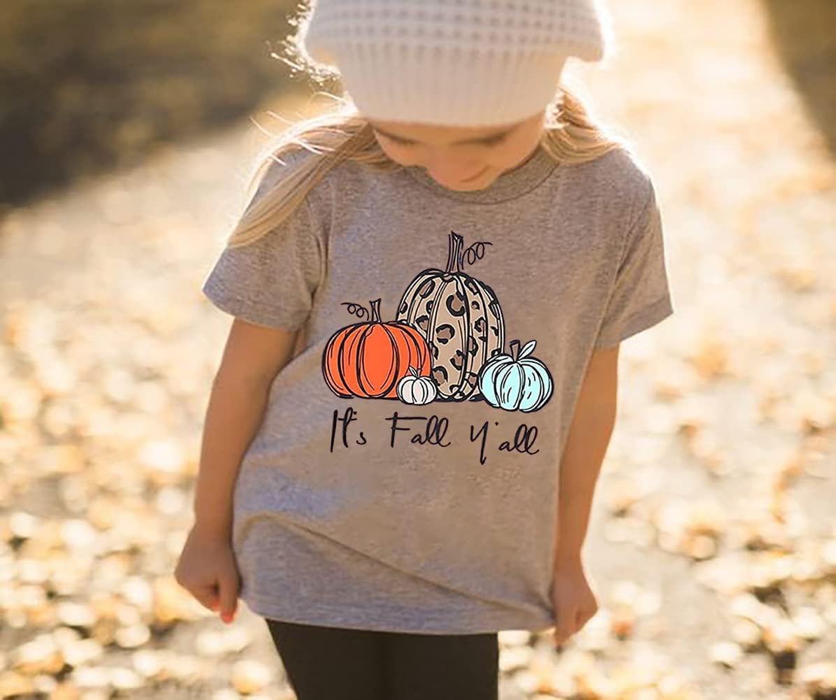 It's Fall Y'all Shirts Toddler Boys Girls Halloween Thanksgiving Pumpkin T-Shirt Cute Graphic Fall Tees Tops