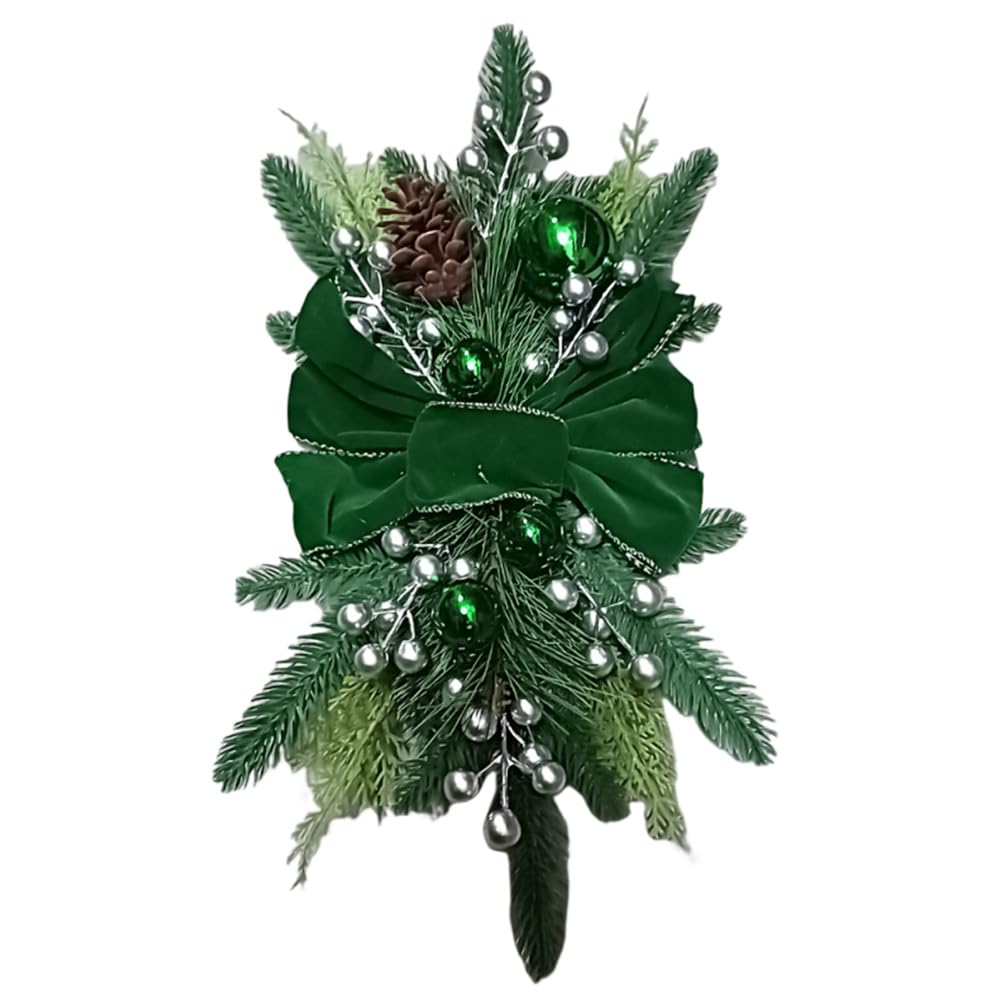 Light Home Door Window Decoration Christmas Swag Wreath Pendants Ornament Hanging Garlands Without/with Party Supplies (Green With light)
