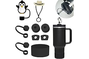 Stanley Cup Black Accessories Set: Spill-Proof Protection for Your Favorite Drinkware (6pcs)