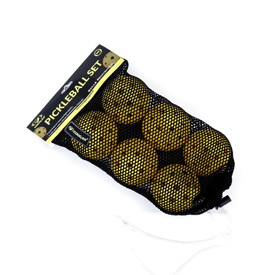 cougar competition pickleball balls – set of 6 | outdoor performance balls with 40 precision holes | durable, crack-resistant design | high bounce & flight control for tournament play