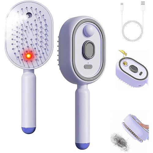 Electric Steam Brush, Rechargeable Detangling Straightener (Purple) | Rechargeable, Detangling Straightener, Smooths Frizz & Static, Nourishes Hair, Portable Travel Design for All Hair Lengths