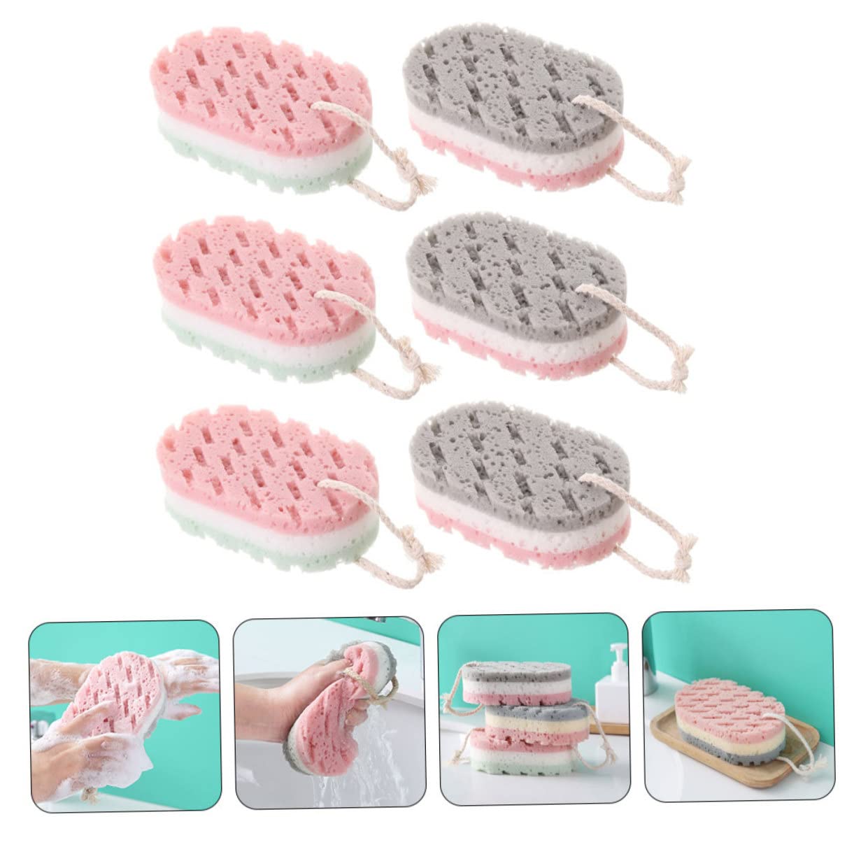 FRCOLOR 18piezas Esponjas Exfoliantes Reutilizables Para Cuerpo De Para y Exfoliación Profunda