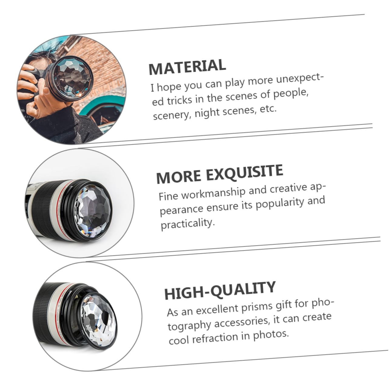 Tofficu 1 Set Kaleidoscope Camera Prisms for Unique Photography Effects Creative Foreground for Films Night Scenes and Content Creation