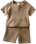 Ensemble de vêtements bébé garçon Linge de coton Outfits d'été manches courtes T-shirt Set 2Pcs Vêtements pour garçons