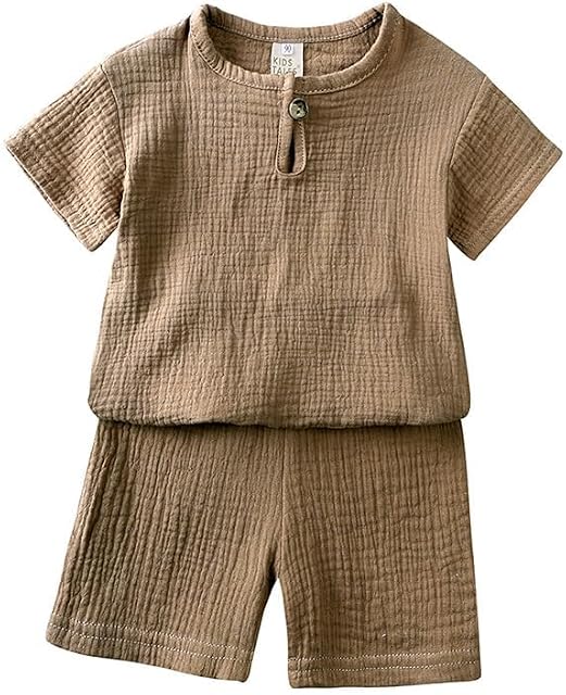 Ensemble de vêtements bébé garçon Linge de coton Outfits d'été manches courtes T-shirt Set 2Pcs Vêtements pour garçons