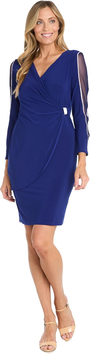 R&M Richards Womens Radiant Allure Wrap Dress