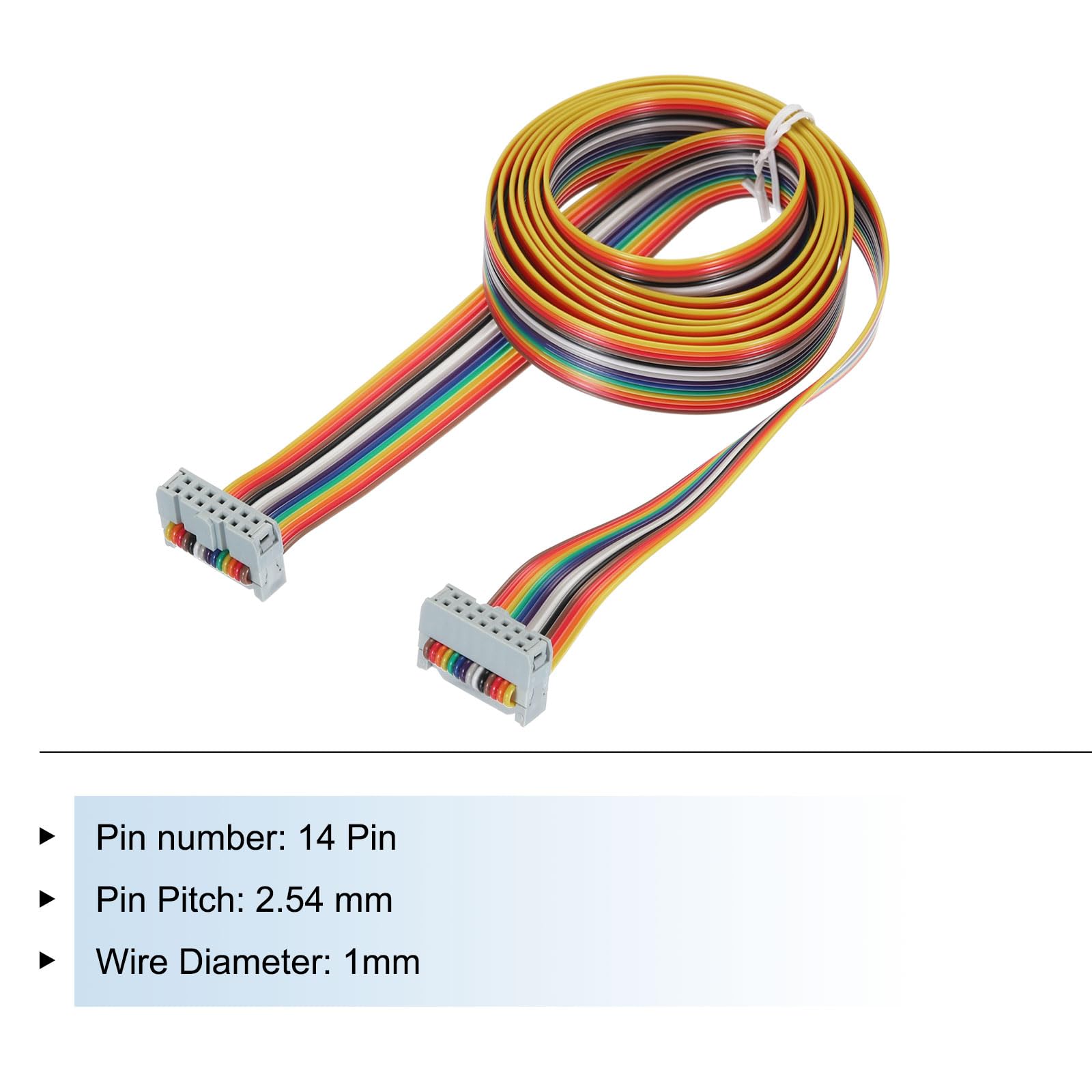 Uxcell IDC Wire Flat Ribbon Cable DB9 Female To FC-10 Female Connector 2 54mm Pitch 30cm Length 2pcs - View #11