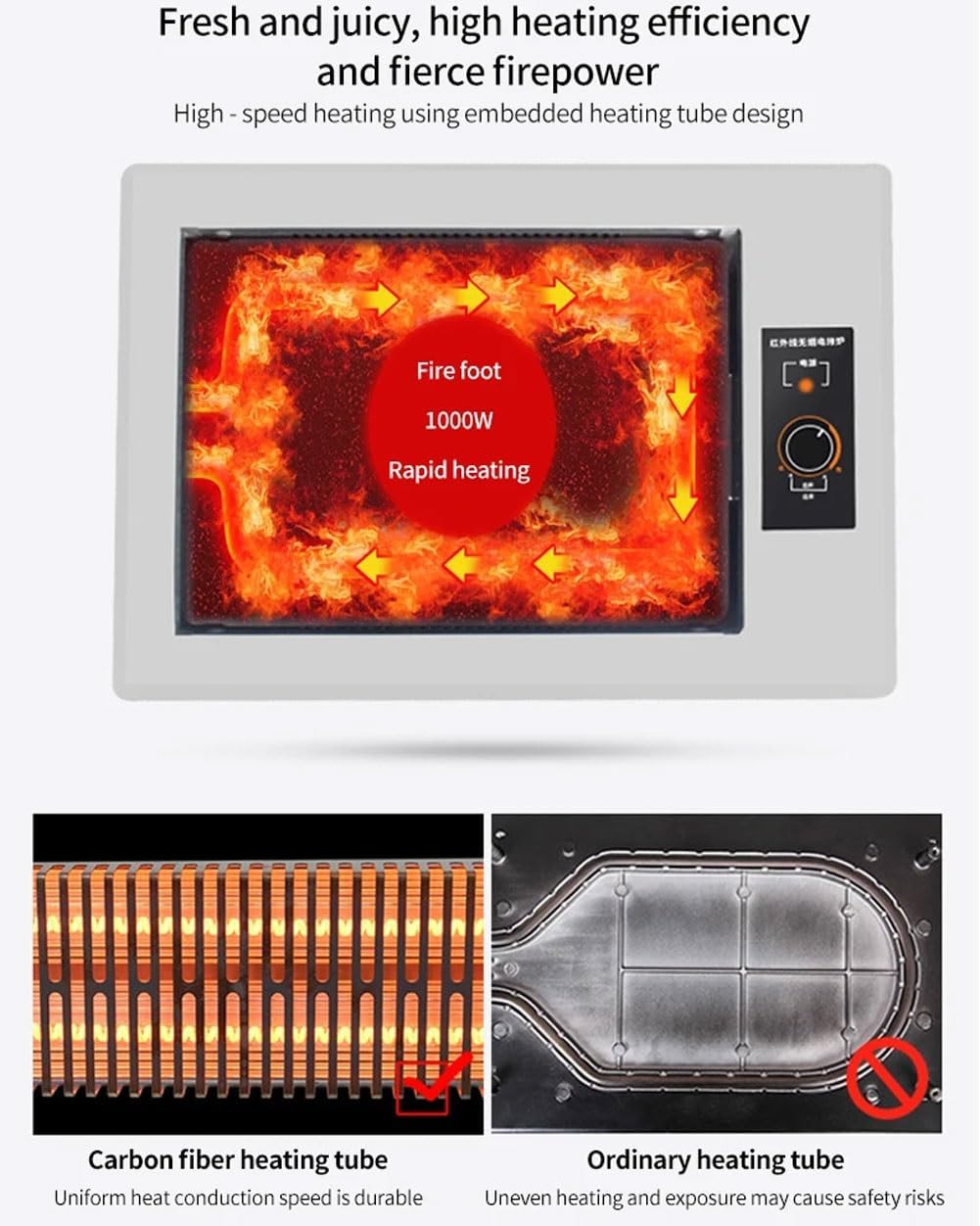 Electric Barbecue Grill, Household Smokeless Griddle Grill, Commercial BBQ Pan Table Top Grill with Temperature Knob, Tabletop BBQ Cooking Grill for Kitchen Outdooe Indoor Restaurant Camping