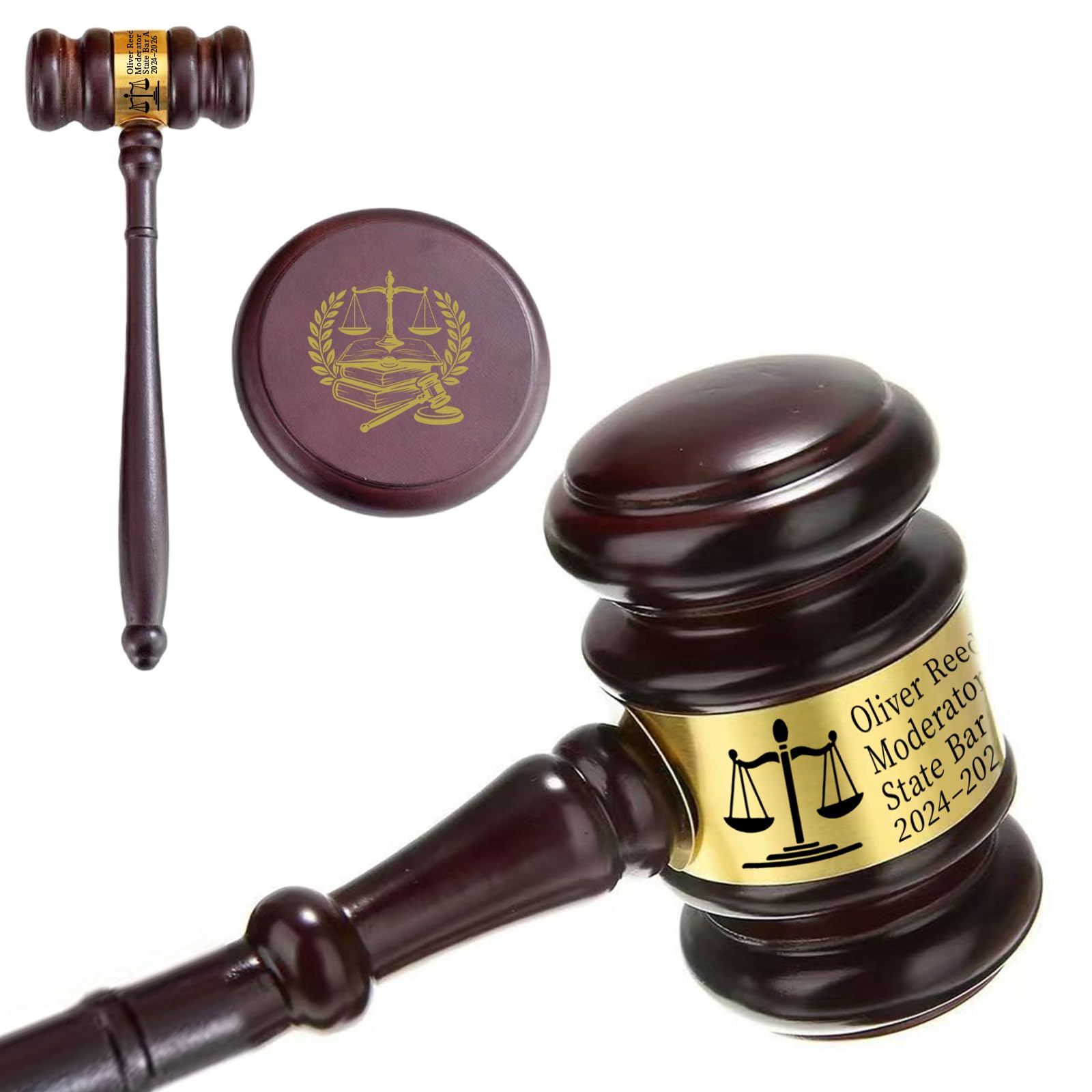 UIDMEN Personalized Judge Gavel with Text & Logo, Gavel and Block Set for Meetings, Auctions, Gift, HOA & Mock Trials, Gifts for Judge, Chairman, Auctioneer, President of Clubs and Organizations