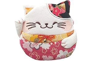 [BAR AUTOTECH] Zipper Mini Cat Holders - Chirimen Kimono Print Style Kawaii...