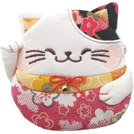 [BAR AUTOTECH] Zipper Mini Cat Holders - Chirimen Kimono Print Style Kawaii...