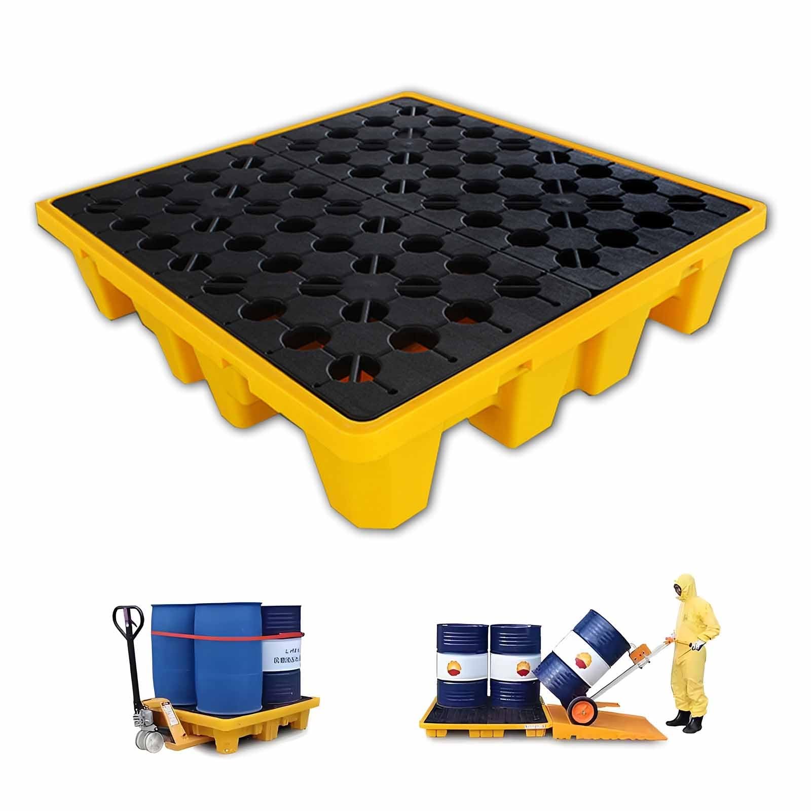 Rejilla superior plana y duradera en plataforma modular de contención de 50x36x10 cm