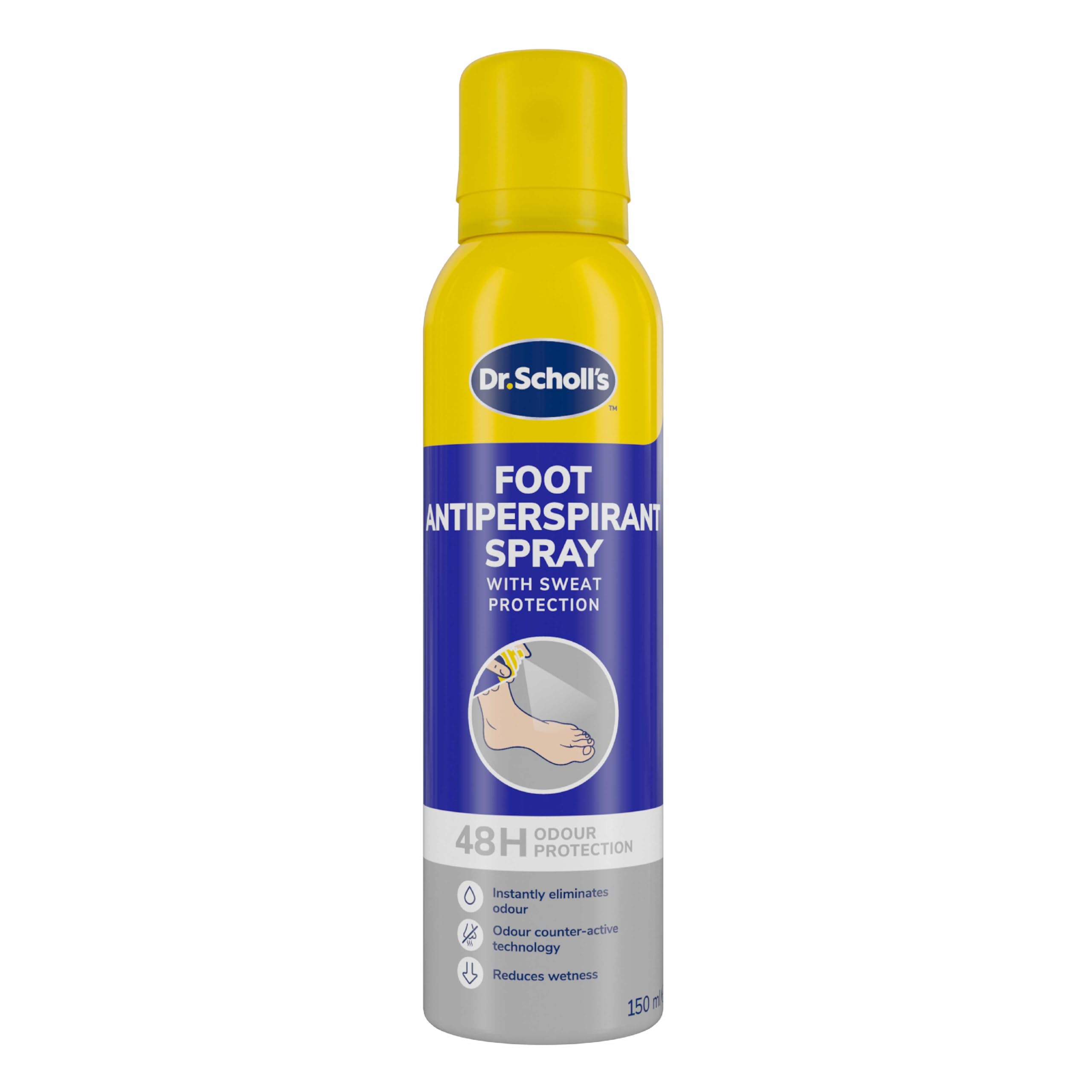 Scholl Fresh Step Antiperspirant Spray, 96g - Anti Odour Shoe Spray, Up To 24 Hour Freshness, Tri-Active Formula, Pack of 1
