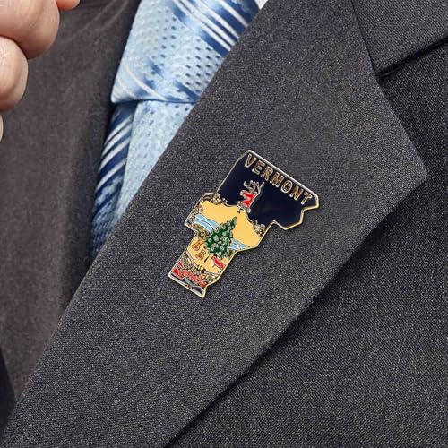 Image of State Shaped Map Lapel Metal Pin Enamel Brooch Keepsake Beautifully Designed for Backpack Hat