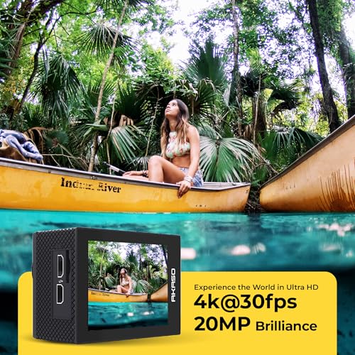 AKASO EK7000 Pro 4K30Fps 20Mp WiFi Action Camera with EIS Ultra Hd Underwater Camera 131Ft Waterproof Camera Remote Control 4X Zoom Support External Microphone-Black (Image - 2)