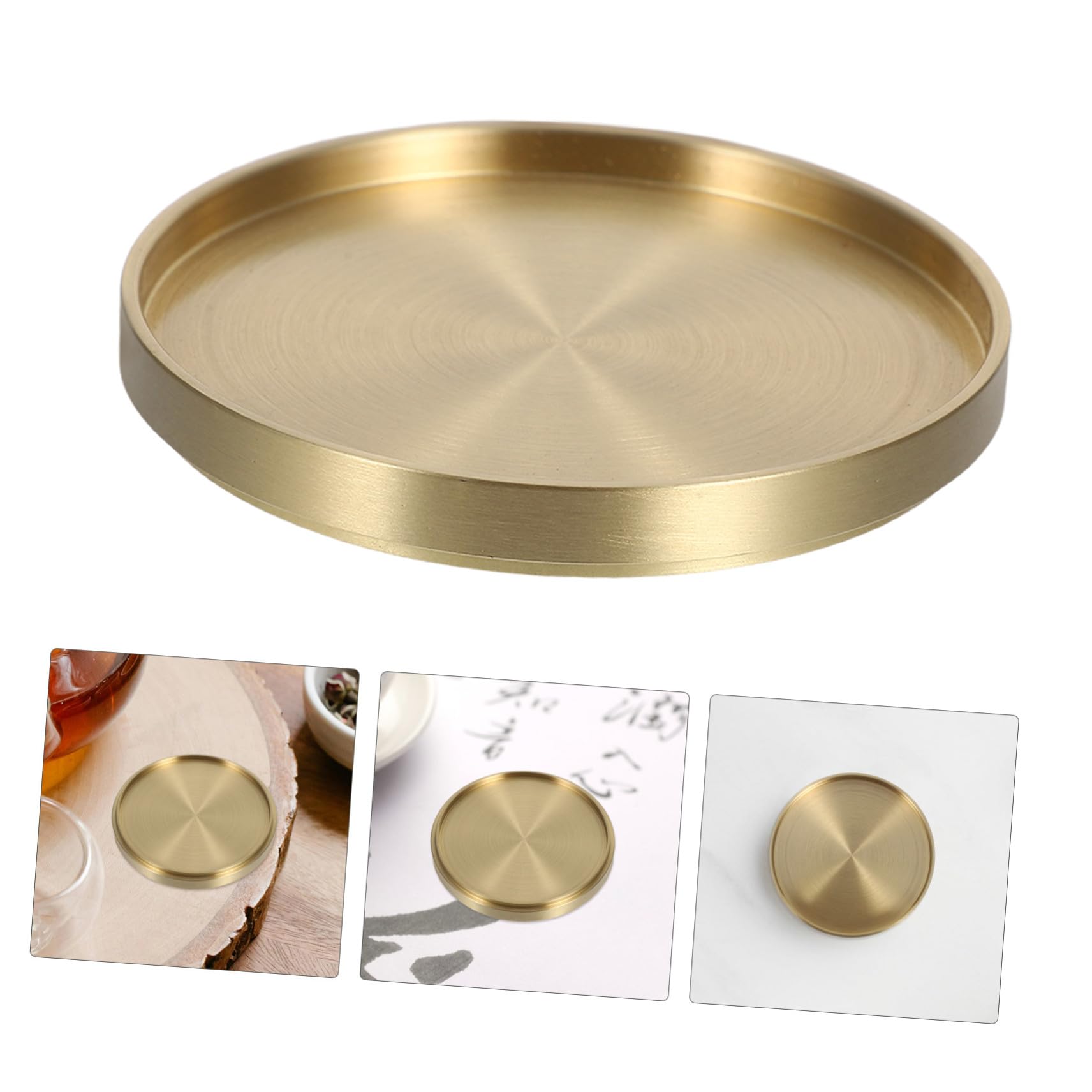 Posavasos Decorativos Redondos 3piezas de Latón para Mesa | Dorado, Uso en Oficina y Hogar, para Tazas y Frascos, Diseño Creativo y Llamativo